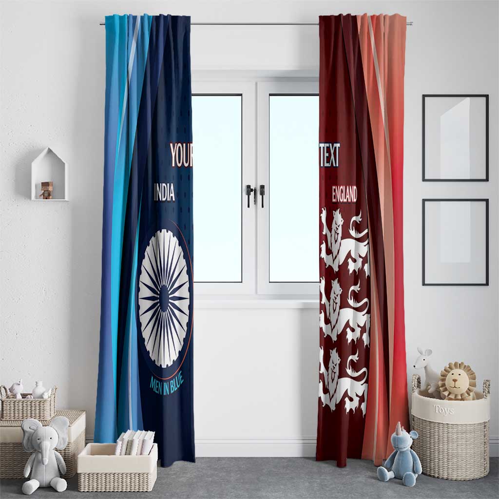 Custom India And England Cricket Window Curtain 2025 Men In Blue Three Lions Together - Wonder Print Shop