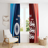 Custom India And England Cricket Window Curtain 2025 Men In Blue Three Lions Together - Wonder Print Shop