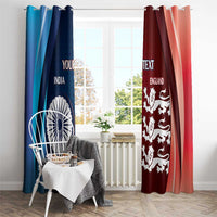 Custom India And England Cricket Window Curtain 2025 Men In Blue Three Lions Together - Wonder Print Shop