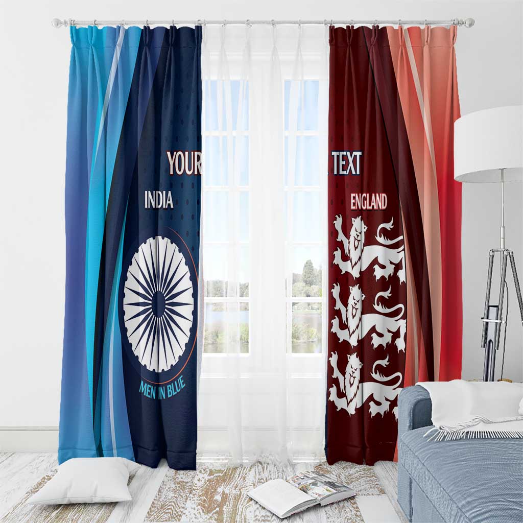 Custom India And England Cricket Window Curtain 2025 Men In Blue Three Lions Together - Wonder Print Shop