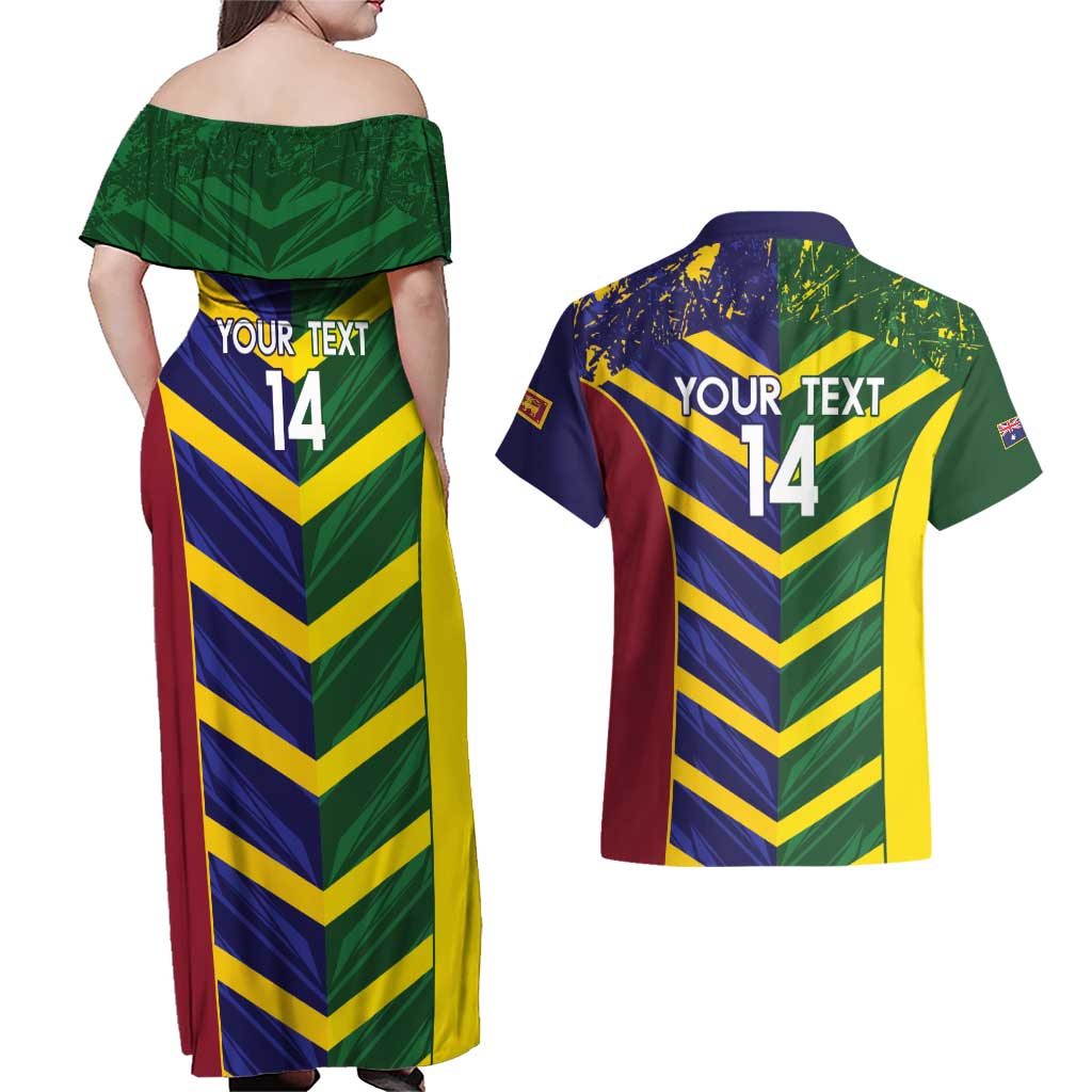 Custom Sri Lanka And Australia Cricket Couples Matching Off Shoulder Maxi Dress and Hawaiian Shirt 2025 The Lions Baggy Greens Together - Wonder Print Shop