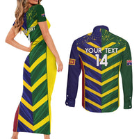 Custom Sri Lanka And Australia Cricket Couples Matching Short Sleeve Bodycon Dress and Long Sleeve Button Shirt 2025 The Lions Baggy Greens Together - Wonder Print Shop