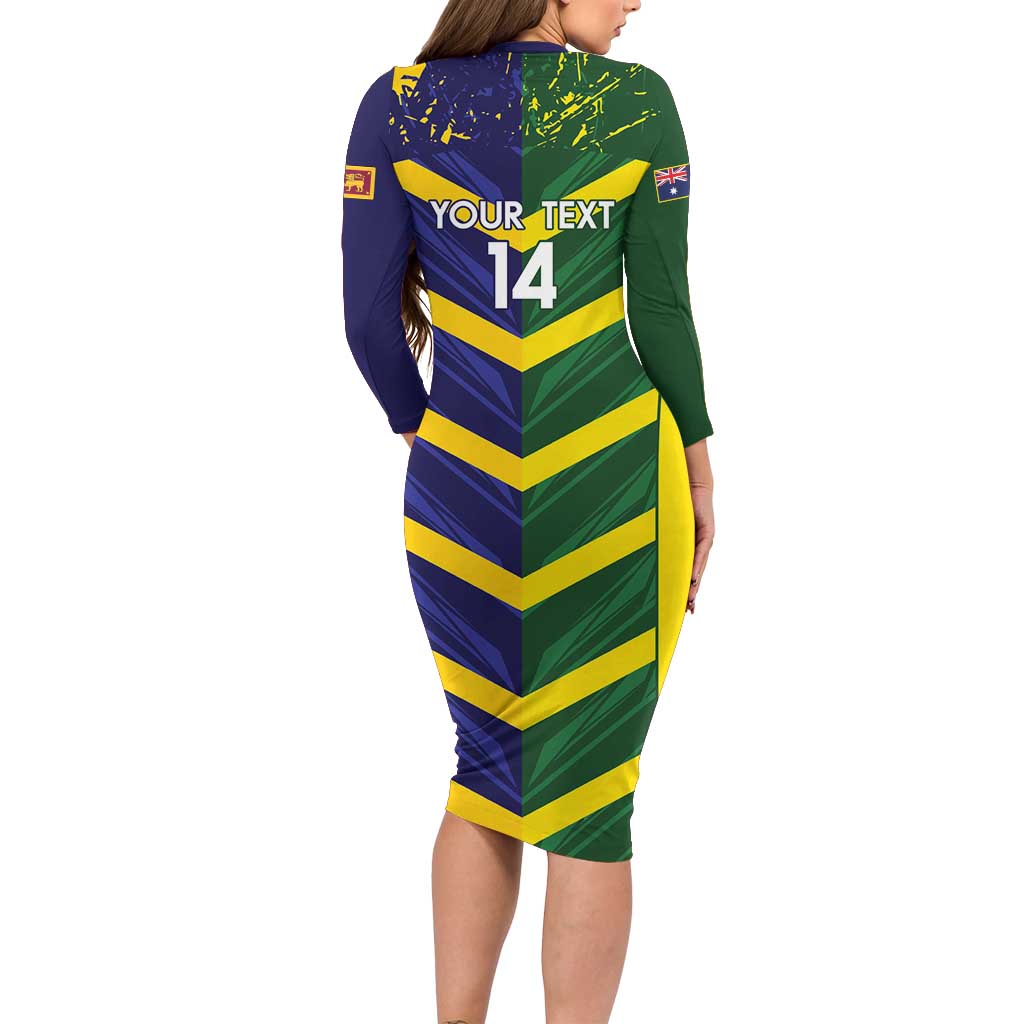 Custom Sri Lanka And Australia Cricket Family Matching Long Sleeve Bodycon Dress and Hawaiian Shirt 2025 The Lions Baggy Greens Together - Wonder Print Shop