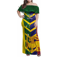 Custom Sri Lanka And Australia Cricket Family Matching Off Shoulder Maxi Dress and Hawaiian Shirt 2025 The Lions Baggy Greens Together - Wonder Print Shop