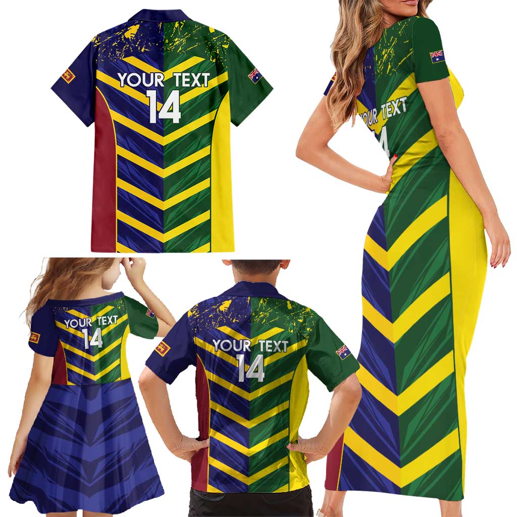 Custom Sri Lanka And Australia Cricket Family Matching Short Sleeve Bodycon Dress and Hawaiian Shirt 2025 The Lions Baggy Greens Together - Wonder Print Shop