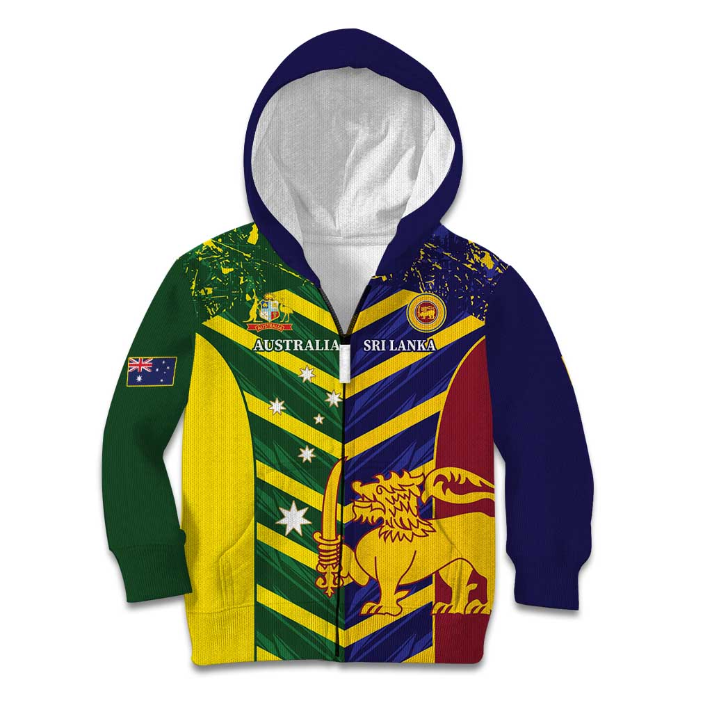 Custom Sri Lanka And Australia Cricket Kid Hoodie 2025 The Lions Baggy Greens Together - Wonder Print Shop