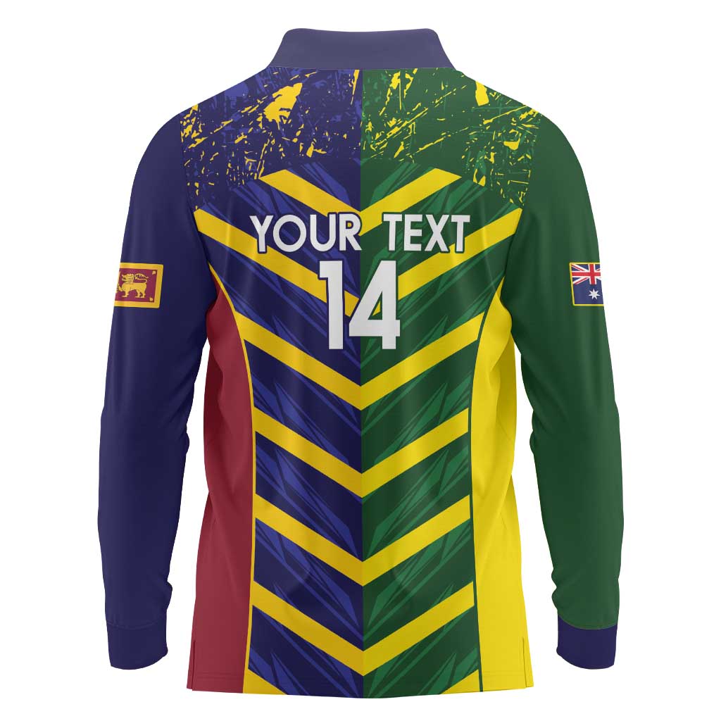 Custom Sri Lanka And Australia Cricket Long Sleeve Polo Shirt 2025 The Lions Baggy Greens Together - Wonder Print Shop