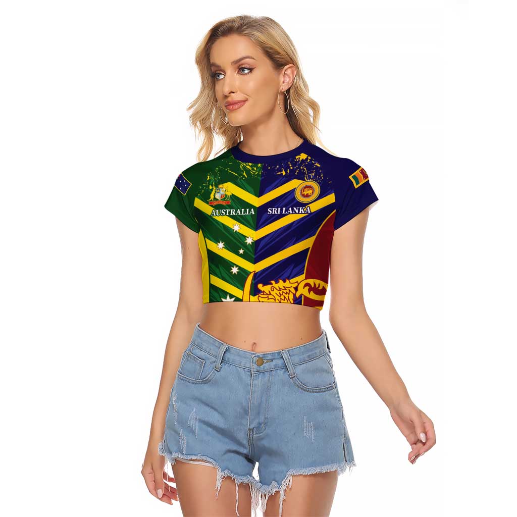 Custom Sri Lanka And Australia Cricket Raglan Cropped T Shirt 2025 The Lions Baggy Greens Together - Wonder Print Shop