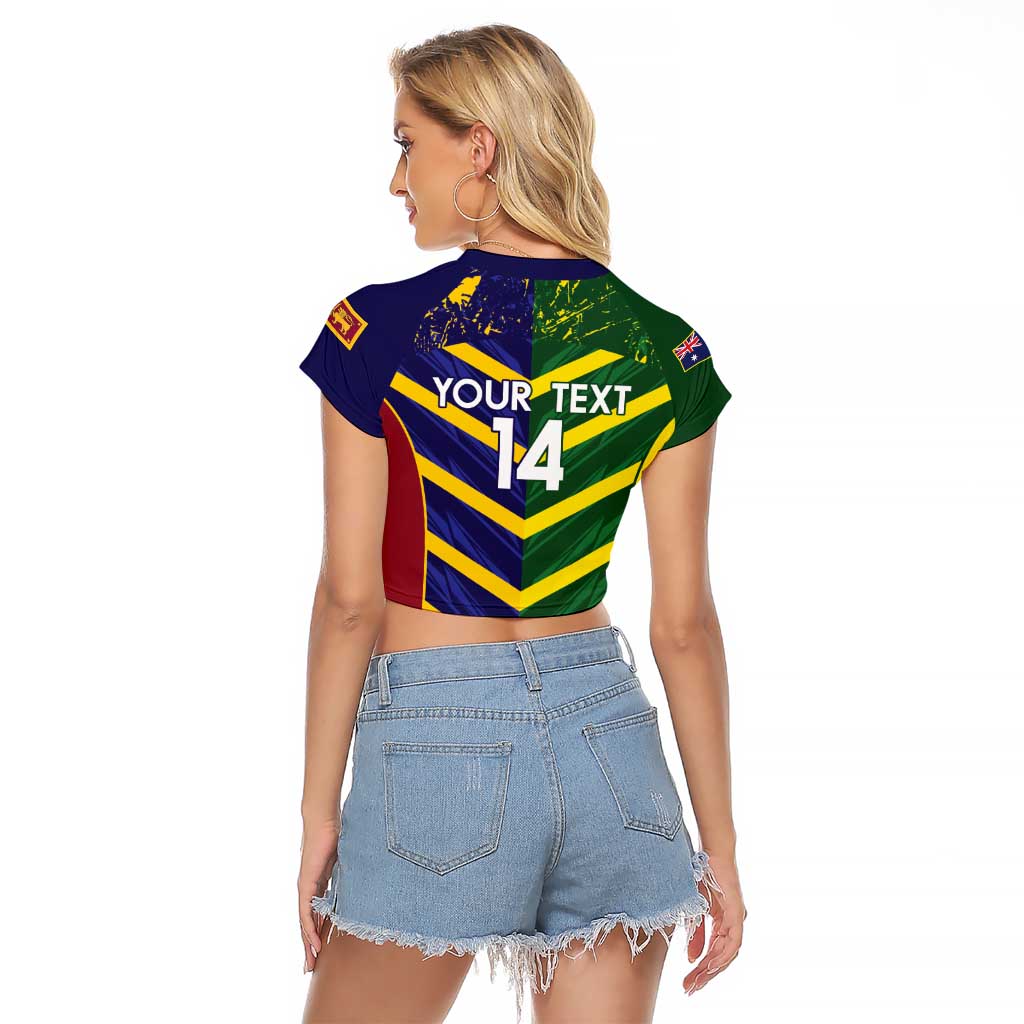 Custom Sri Lanka And Australia Cricket Raglan Cropped T Shirt 2025 The Lions Baggy Greens Together - Wonder Print Shop