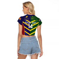Custom Sri Lanka And Australia Cricket Raglan Cropped T Shirt 2025 The Lions Baggy Greens Together - Wonder Print Shop