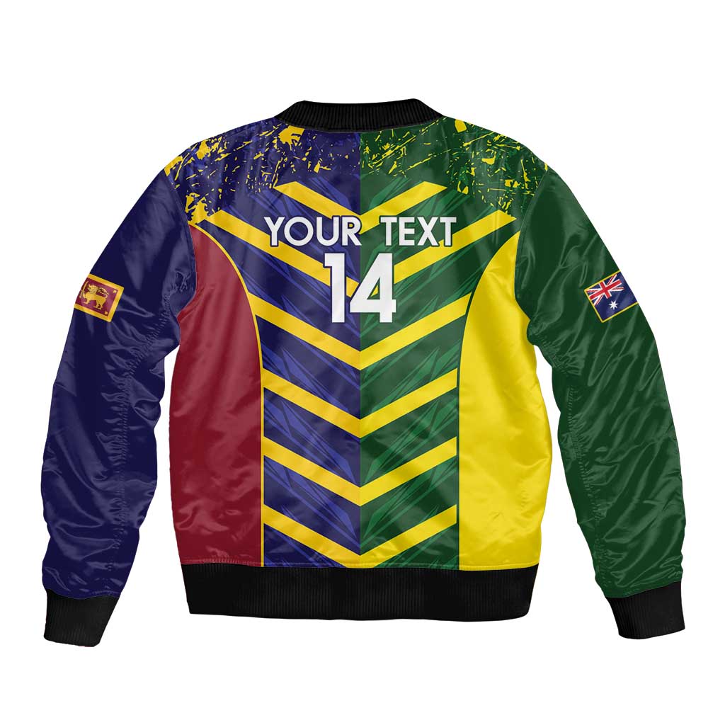 Custom Sri Lanka And Australia Cricket Sleeve Zip Bomber Jacket 2025 The Lions Baggy Greens Together - Wonder Print Shop