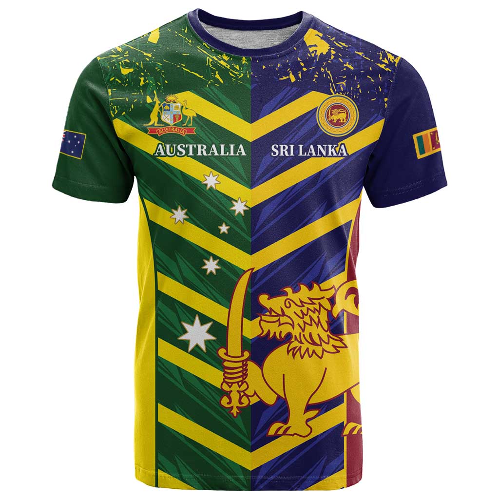 Custom Sri Lanka And Australia Cricket T Shirt 2025 The Lions Baggy Greens Together - Wonder Print Shop