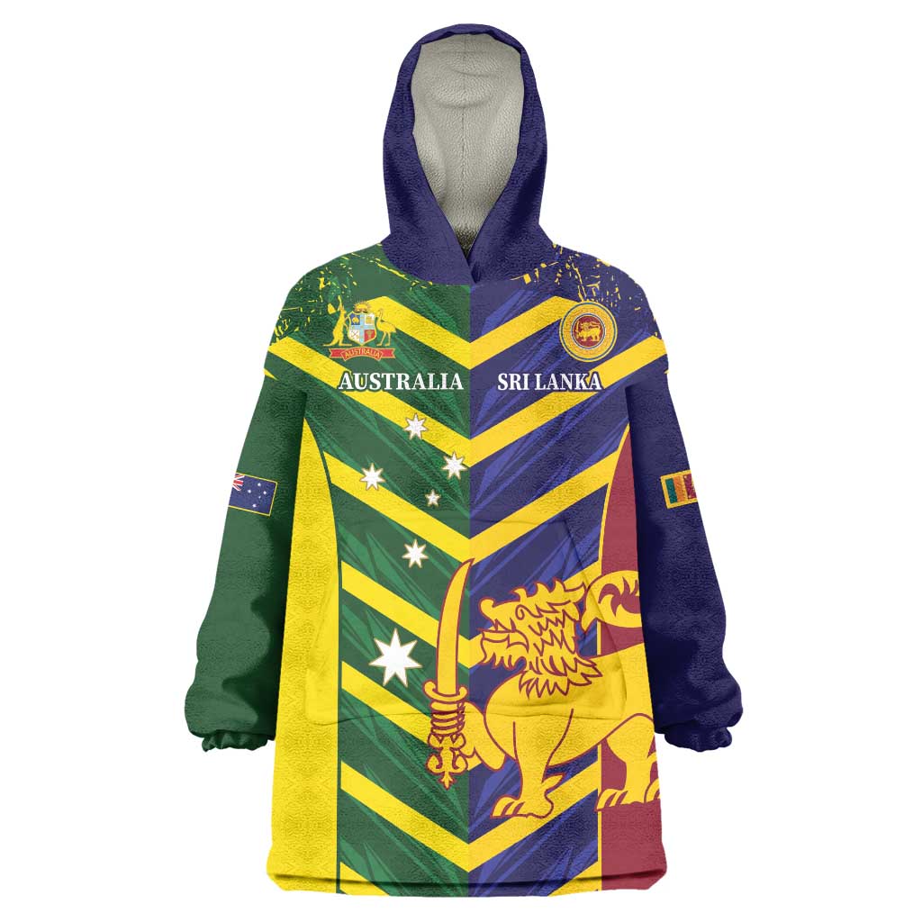 Custom Sri Lanka And Australia Cricket Wearable Blanket Hoodie 2025 The Lions Baggy Greens Together - Wonder Print Shop