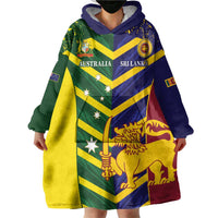Custom Sri Lanka And Australia Cricket Wearable Blanket Hoodie 2025 The Lions Baggy Greens Together - Wonder Print Shop