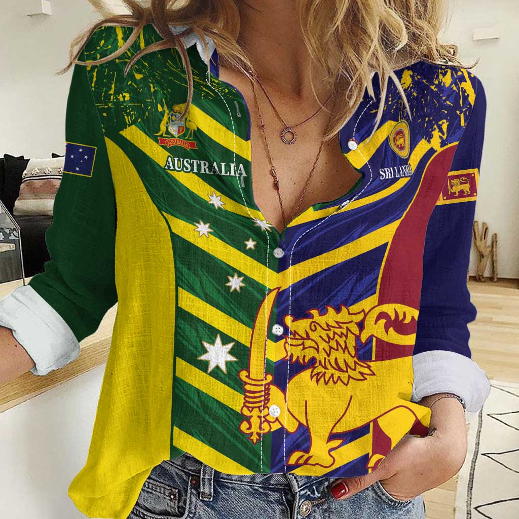 Custom Sri Lanka And Australia Cricket Women Casual Shirt 2025 The Lions Baggy Greens Together - Wonder Print Shop