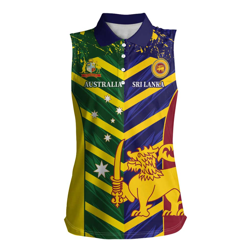 Custom Sri Lanka And Australia Cricket Women Sleeveless Polo Shirt 2025 The Lions Baggy Greens Together - Wonder Print Shop