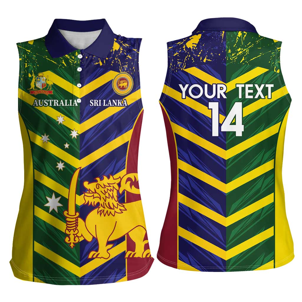 Custom Sri Lanka And Australia Cricket Women Sleeveless Polo Shirt 2025 The Lions Baggy Greens Together - Wonder Print Shop