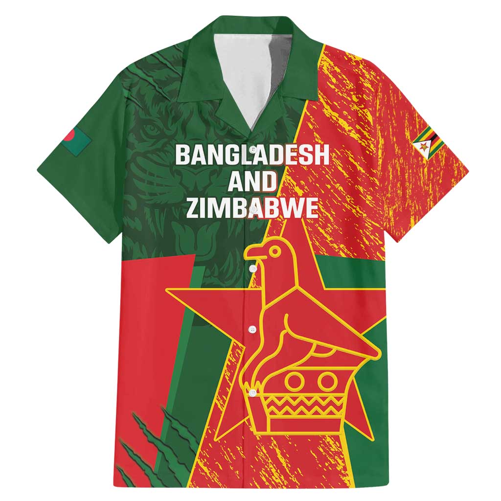 Custom Bangladesh And Zimbabwe Cricket Family Matching Mermaid Dress and Hawaiian Shirt 2025 Tigers Chevrons Together - Wonder Print Shop