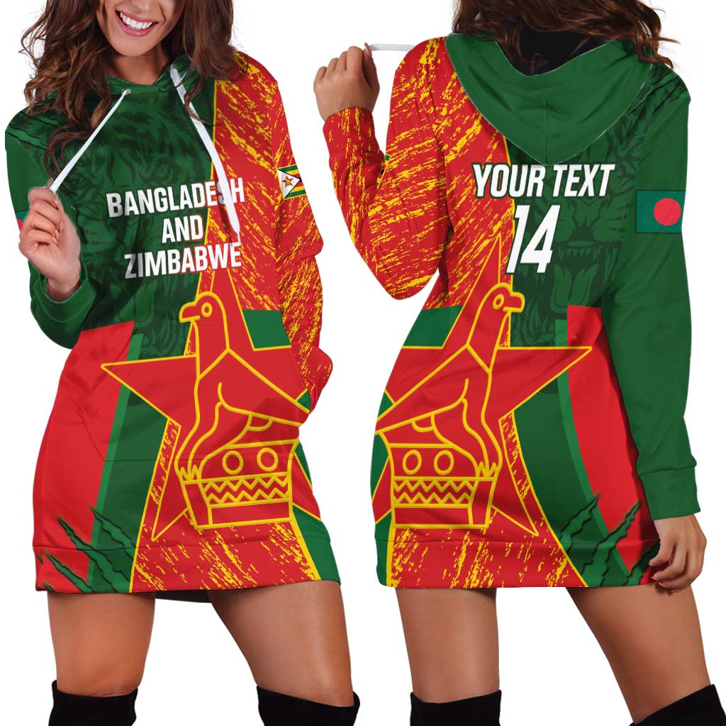 Custom Bangladesh And Zimbabwe Cricket Hoodie Dress 2025 Tigers Chevrons Together - Wonder Print Shop