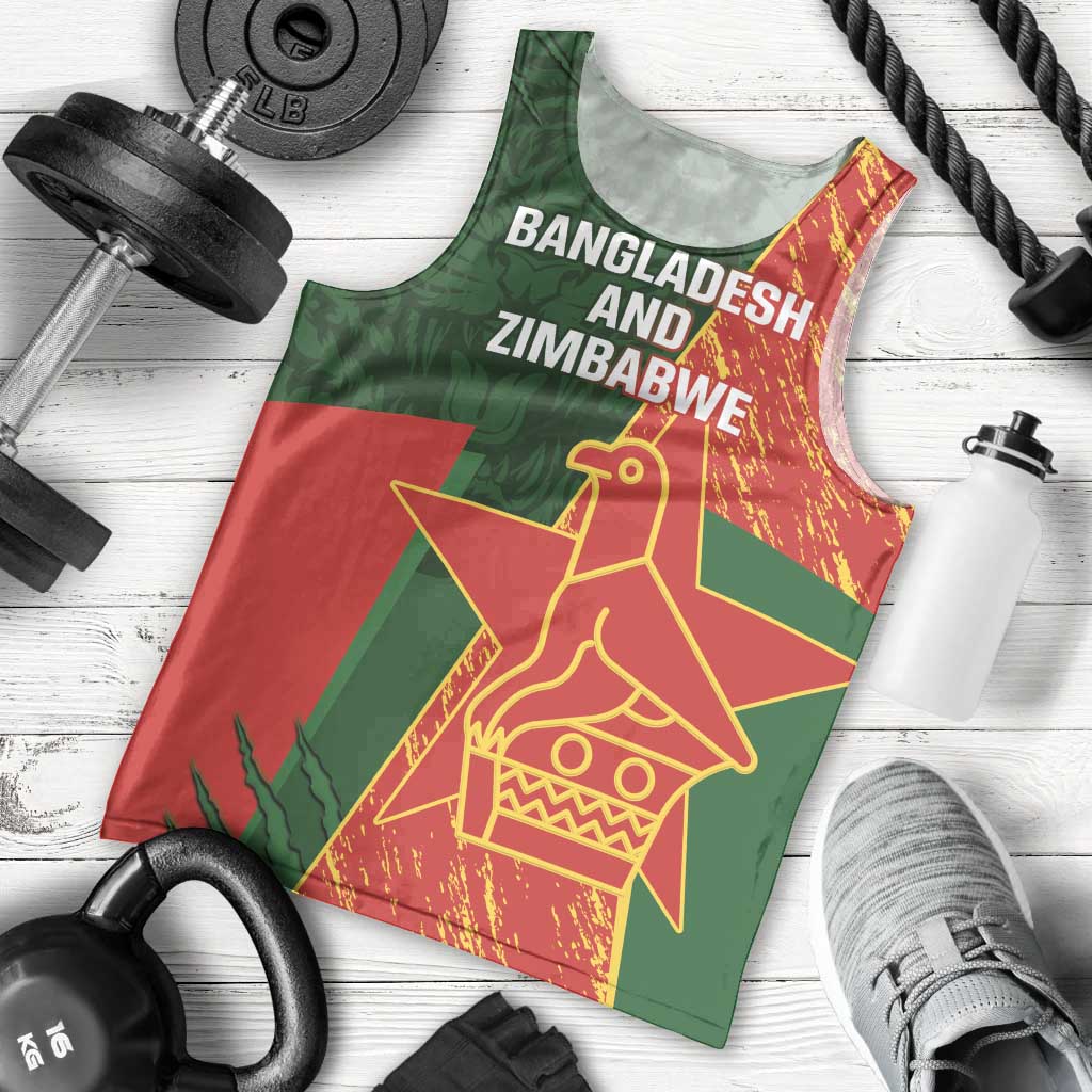Custom Bangladesh And Zimbabwe Cricket Men Tank Top 2025 Tigers Chevrons Together - Wonder Print Shop
