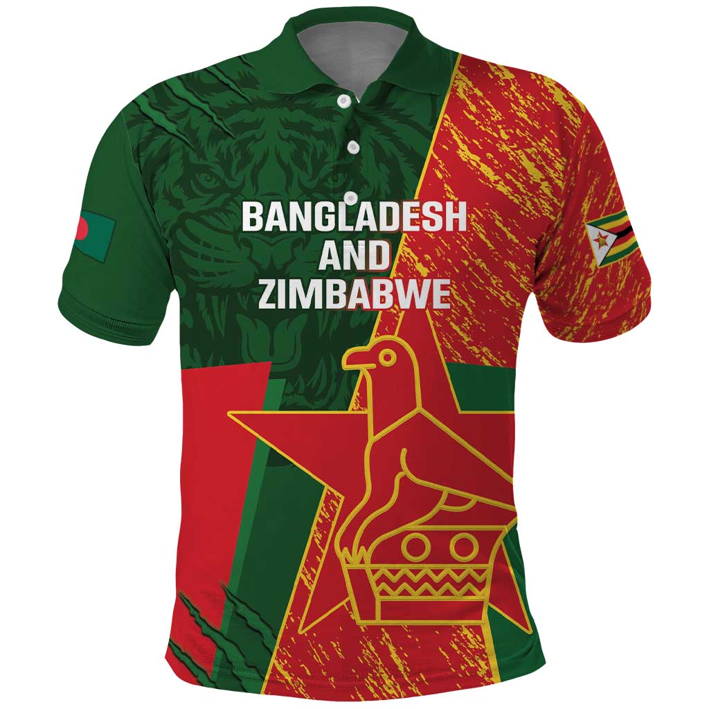 Custom Bangladesh And Zimbabwe Cricket Polo Shirt 2025 Tigers Chevrons Together - Wonder Print Shop