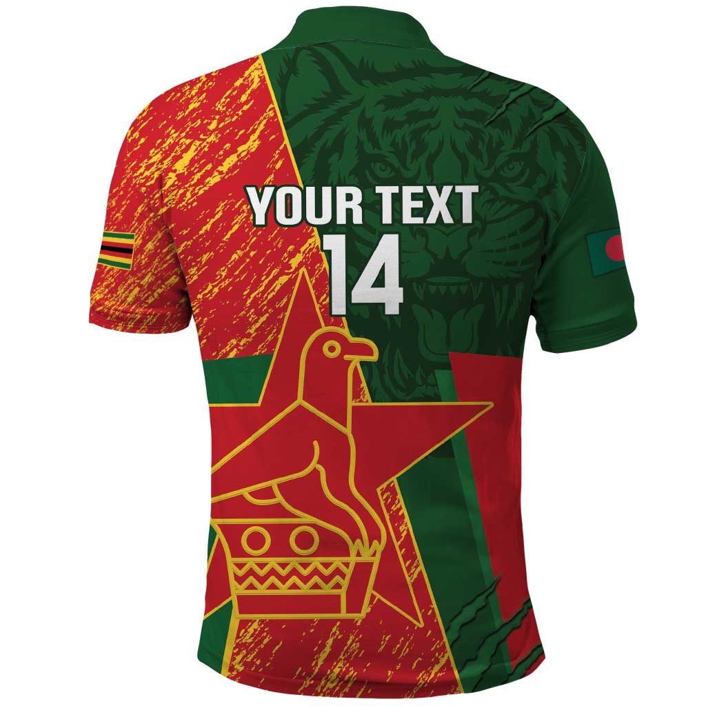 Custom Bangladesh And Zimbabwe Cricket Polo Shirt 2025 Tigers Chevrons Together - Wonder Print Shop