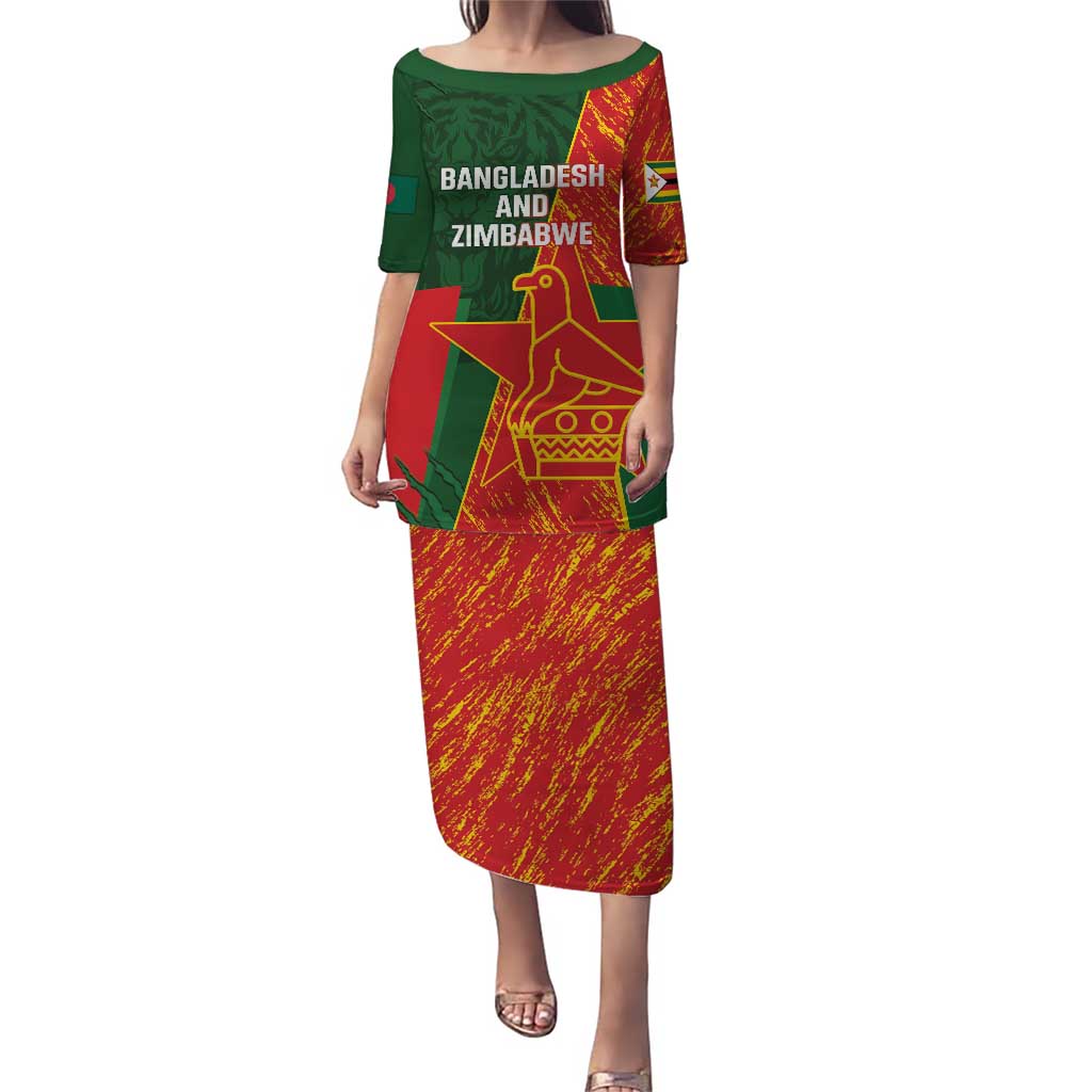 Custom Bangladesh And Zimbabwe Cricket Puletasi 2025 Tigers Chevrons Together - Wonder Print Shop