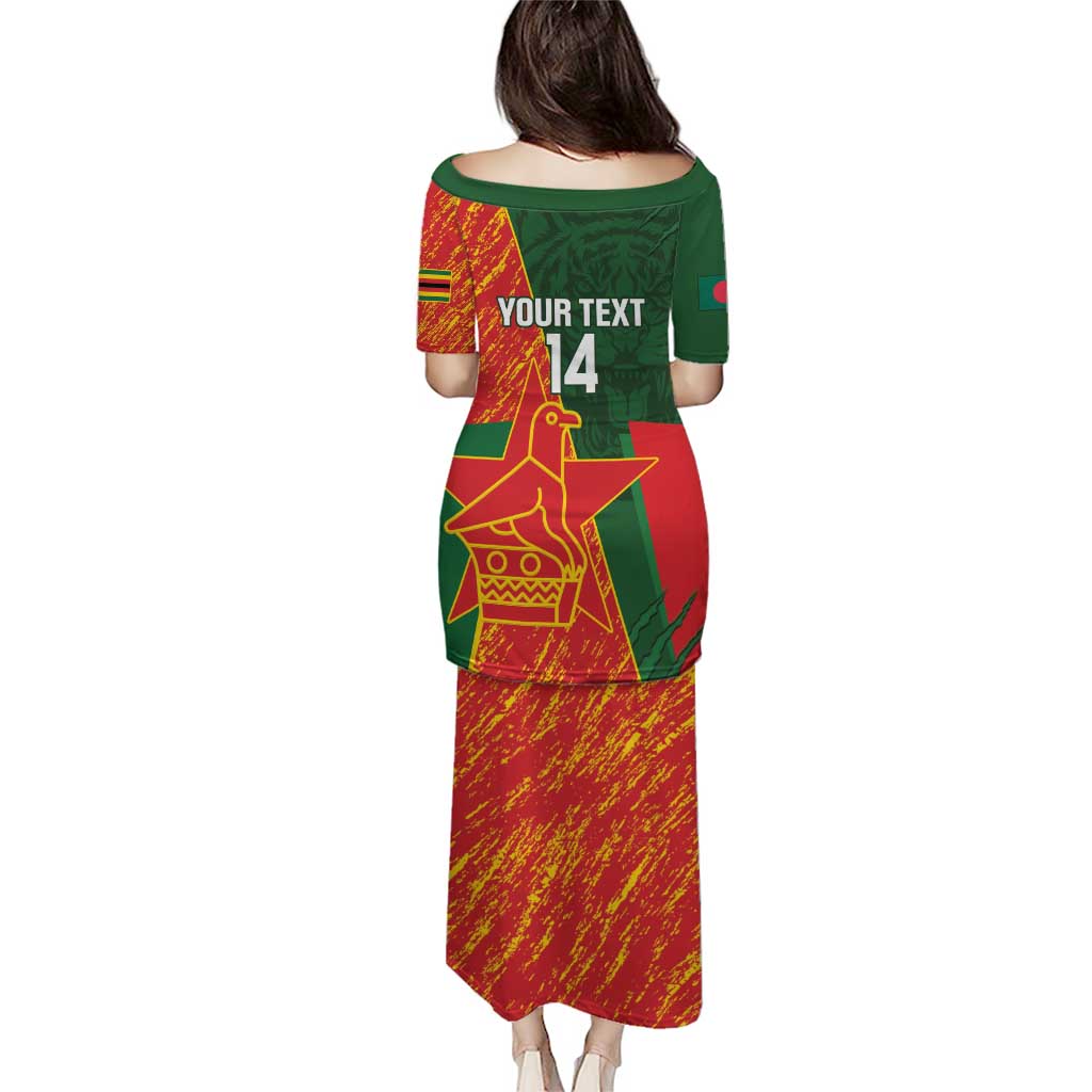 Custom Bangladesh And Zimbabwe Cricket Puletasi 2025 Tigers Chevrons Together - Wonder Print Shop