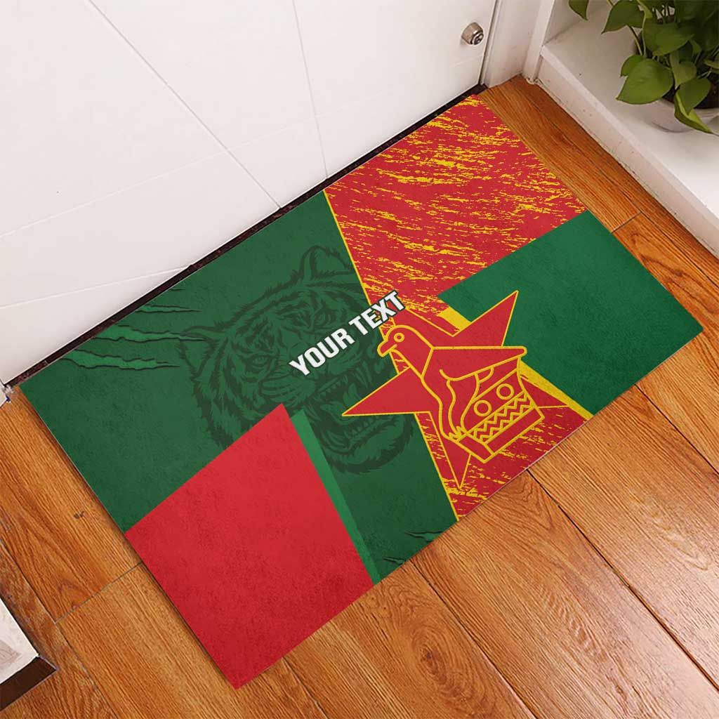 Custom Bangladesh And Zimbabwe Cricket Rubber Doormat 2025 Tigers Chevrons Together - Wonder Print Shop