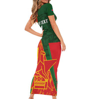 Custom Bangladesh And Zimbabwe Cricket Short Sleeve Bodycon Dress 2025 Tigers Chevrons Together - Wonder Print Shop