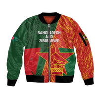 Custom Bangladesh And Zimbabwe Cricket Sleeve Zip Bomber Jacket 2025 Tigers Chevrons Together - Wonder Print Shop
