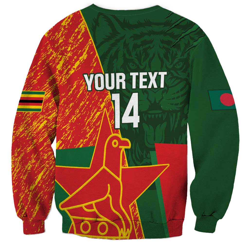 Custom Bangladesh And Zimbabwe Cricket Sweatshirt 2025 Tigers Chevrons Together - Wonder Print Shop