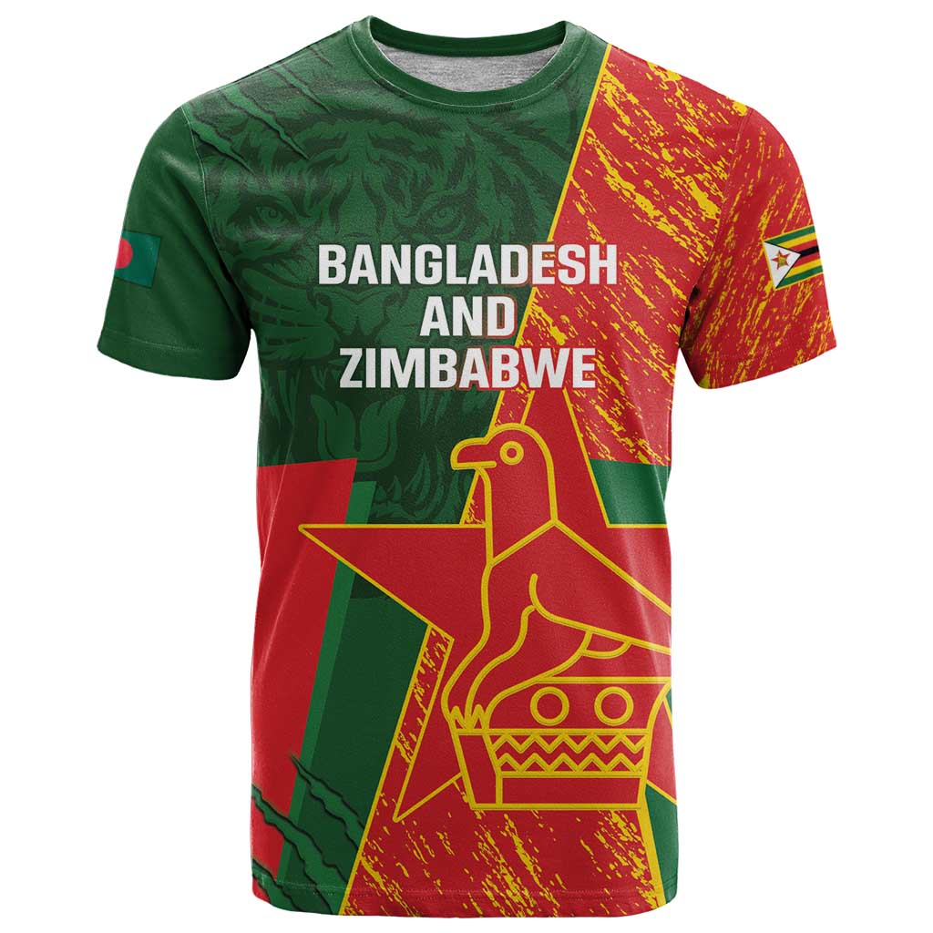 Custom Bangladesh And Zimbabwe Cricket T Shirt 2025 Tigers Chevrons Together - Wonder Print Shop