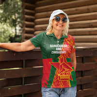 Custom Bangladesh And Zimbabwe Cricket Women Polo Shirt 2025 Tigers Chevrons Together - Wonder Print Shop