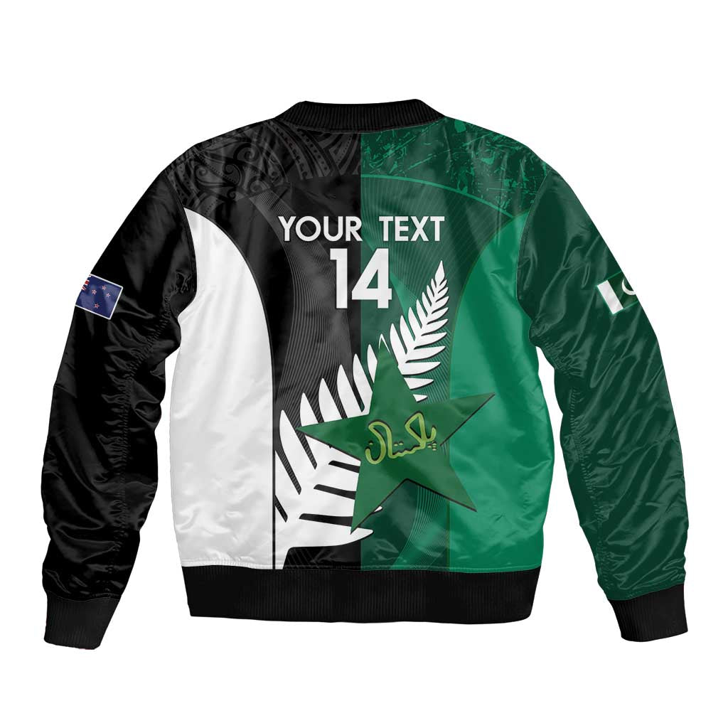 Custom New Zealand And Pakistan Cricket Bomber Jacket 2025 Black Cap Shaheens Together - Wonder Print Shop