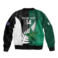 Custom New Zealand And Pakistan Cricket Bomber Jacket 2025 Black Cap Shaheens Together - Wonder Print Shop
