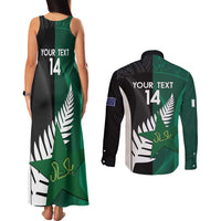 Custom New Zealand And Pakistan Cricket Couples Matching Tank Maxi Dress and Long Sleeve Button Shirt 2025 Black Cap Shaheens Together - Wonder Print Shop
