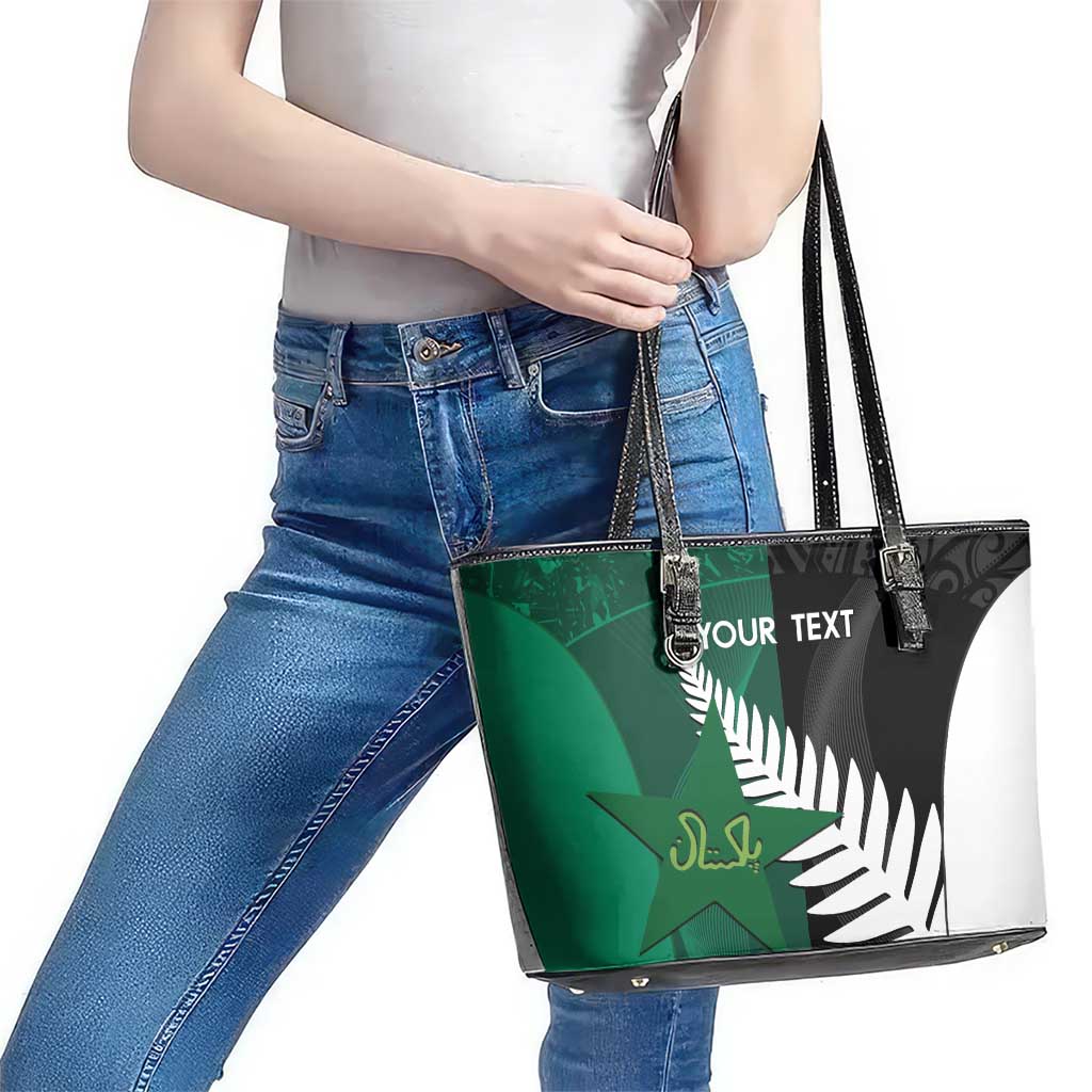 Custom New Zealand And Pakistan Cricket Leather Tote Bag 2025 Black Cap Shaheens Together - Wonder Print Shop