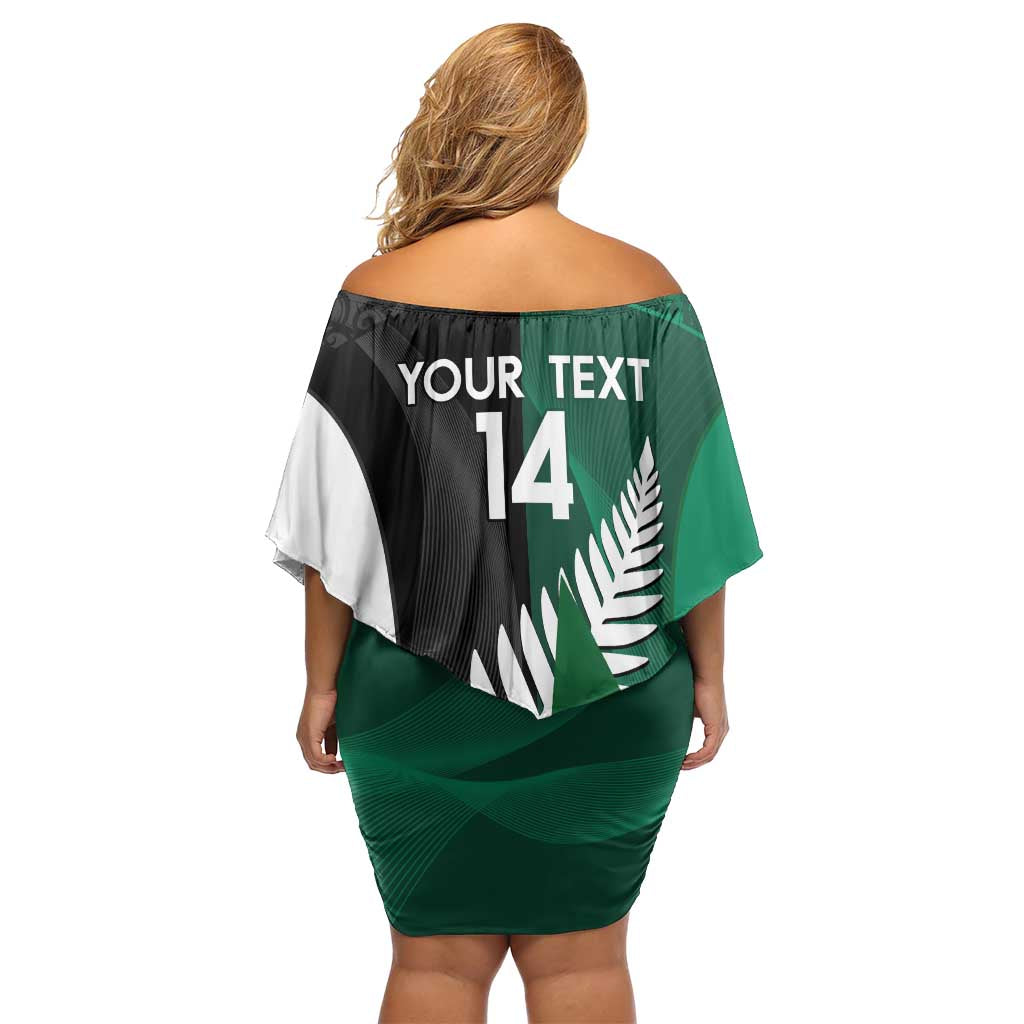 Custom New Zealand And Pakistan Cricket Off Shoulder Short Dress 2025 Black Cap Shaheens Together - Wonder Print Shop
