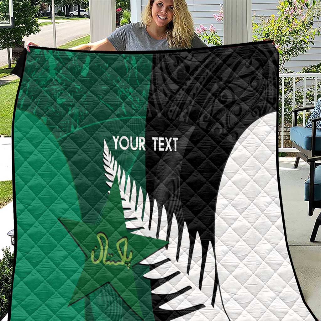 Custom New Zealand And Pakistan Cricket Quilt 2025 Black Cap Shaheens Together - Wonder Print Shop