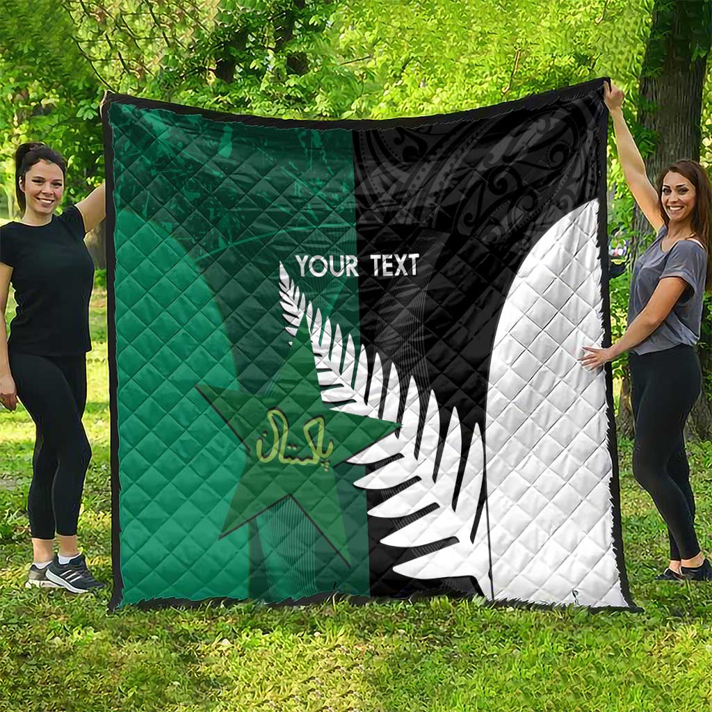 Custom New Zealand And Pakistan Cricket Quilt 2025 Black Cap Shaheens Together - Wonder Print Shop