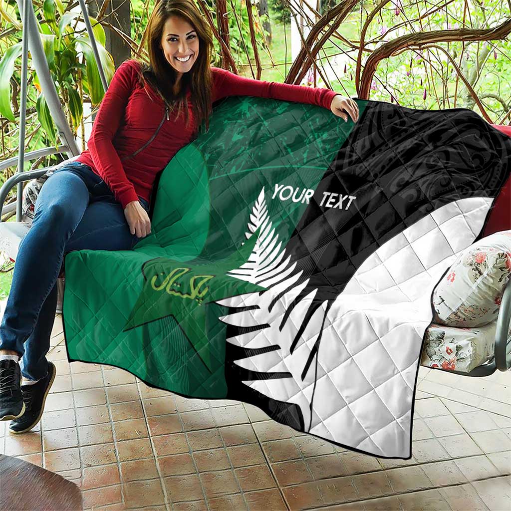 Custom New Zealand And Pakistan Cricket Quilt 2025 Black Cap Shaheens Together - Wonder Print Shop