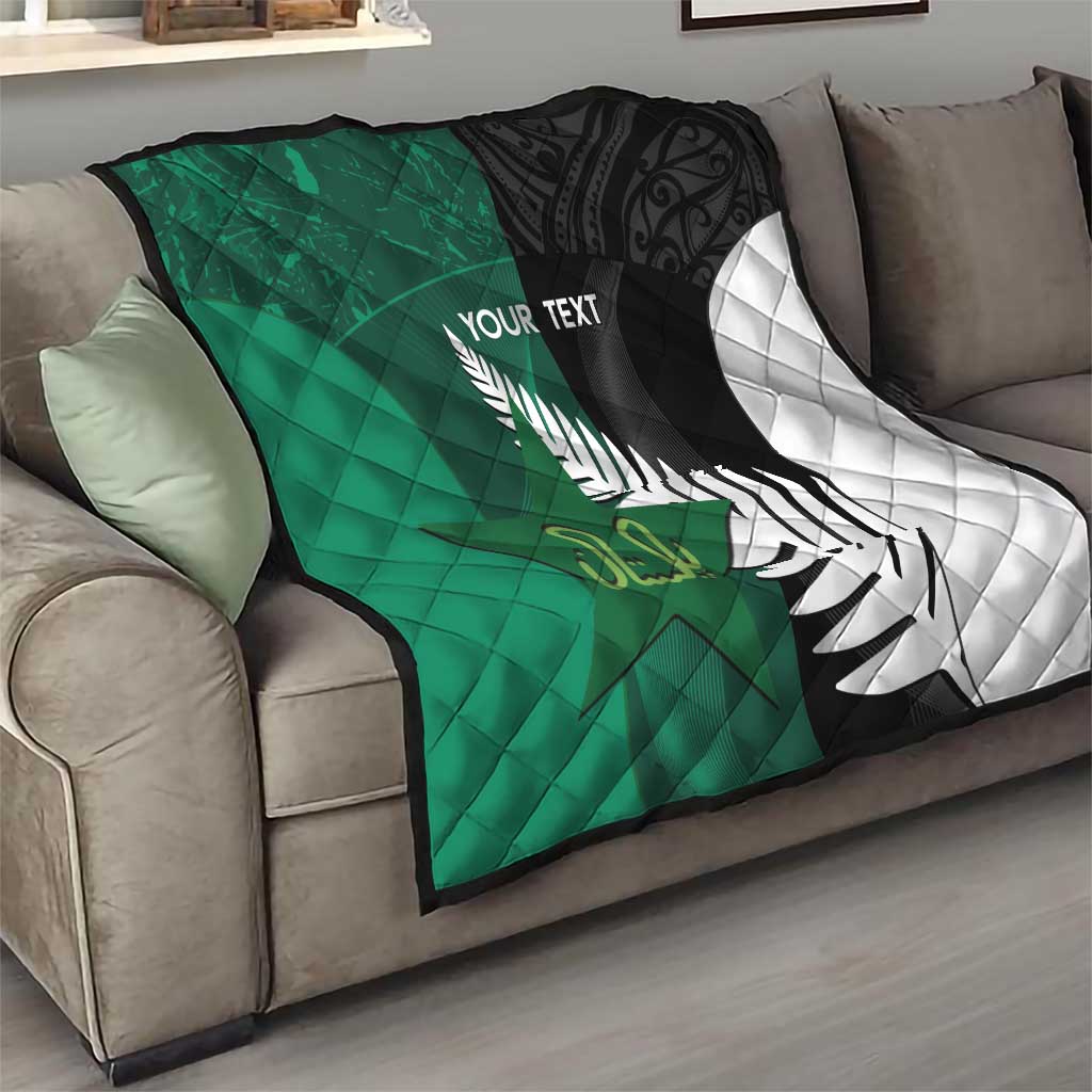 Custom New Zealand And Pakistan Cricket Quilt 2025 Black Cap Shaheens Together - Wonder Print Shop