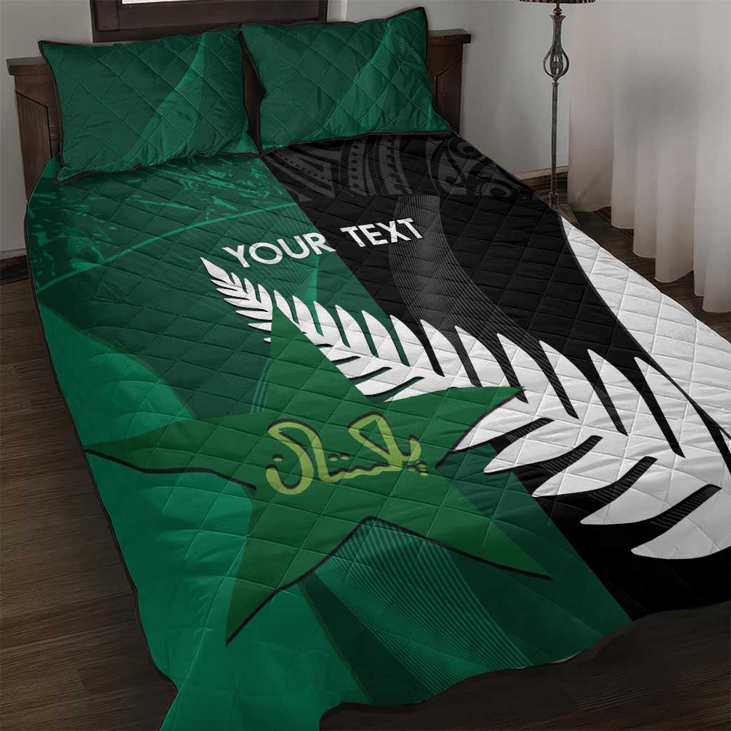 Custom New Zealand And Pakistan Cricket Quilt Bed Set 2025 Black Cap Shaheens Together - Wonder Print Shop