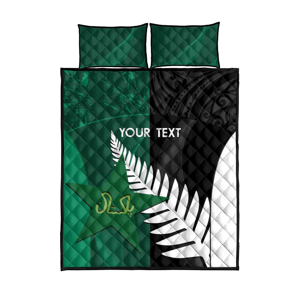 Custom New Zealand And Pakistan Cricket Quilt Bed Set 2025 Black Cap Shaheens Together - Wonder Print Shop