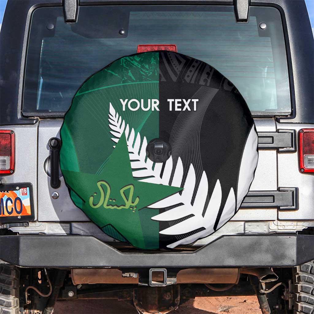 Custom New Zealand And Pakistan Cricket Spare Tire Cover 2025 Black Cap Shaheens Together - Wonder Print Shop