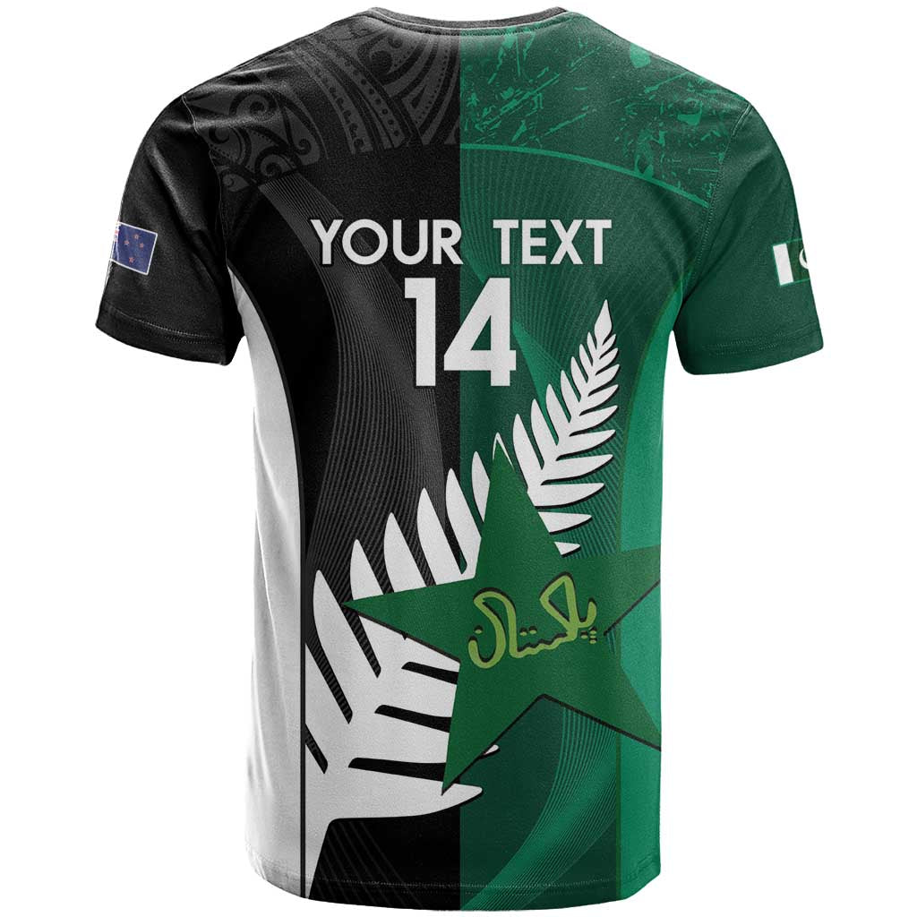 Custom New Zealand And Pakistan Cricket T Shirt 2025 Black Cap Shaheens Together - Wonder Print Shop