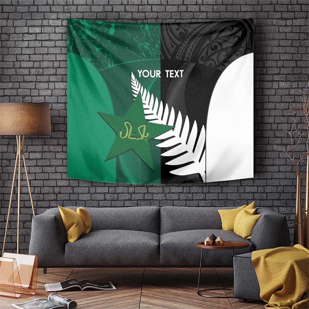 Custom New Zealand And Pakistan Cricket Tapestry 2025 Black Cap Shaheens Together - Wonder Print Shop