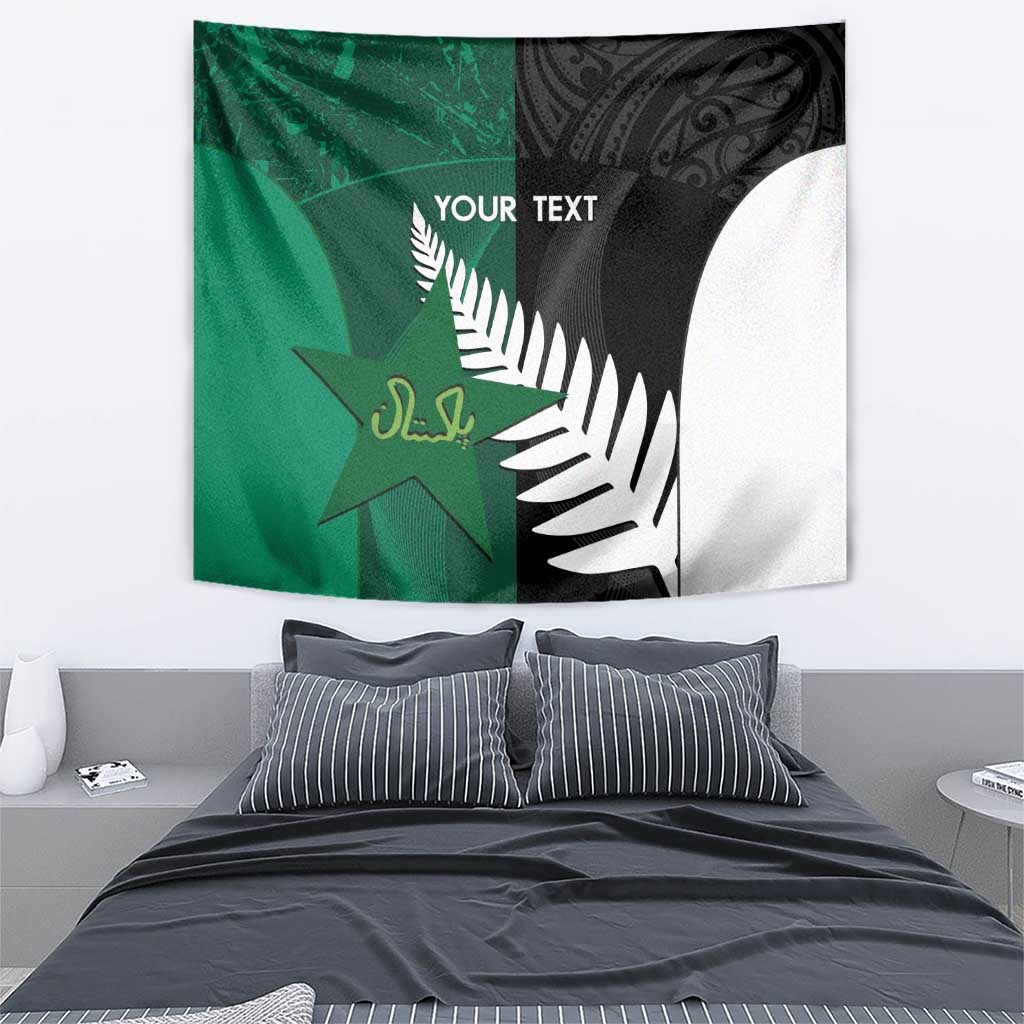 Custom New Zealand And Pakistan Cricket Tapestry 2025 Black Cap Shaheens Together - Wonder Print Shop