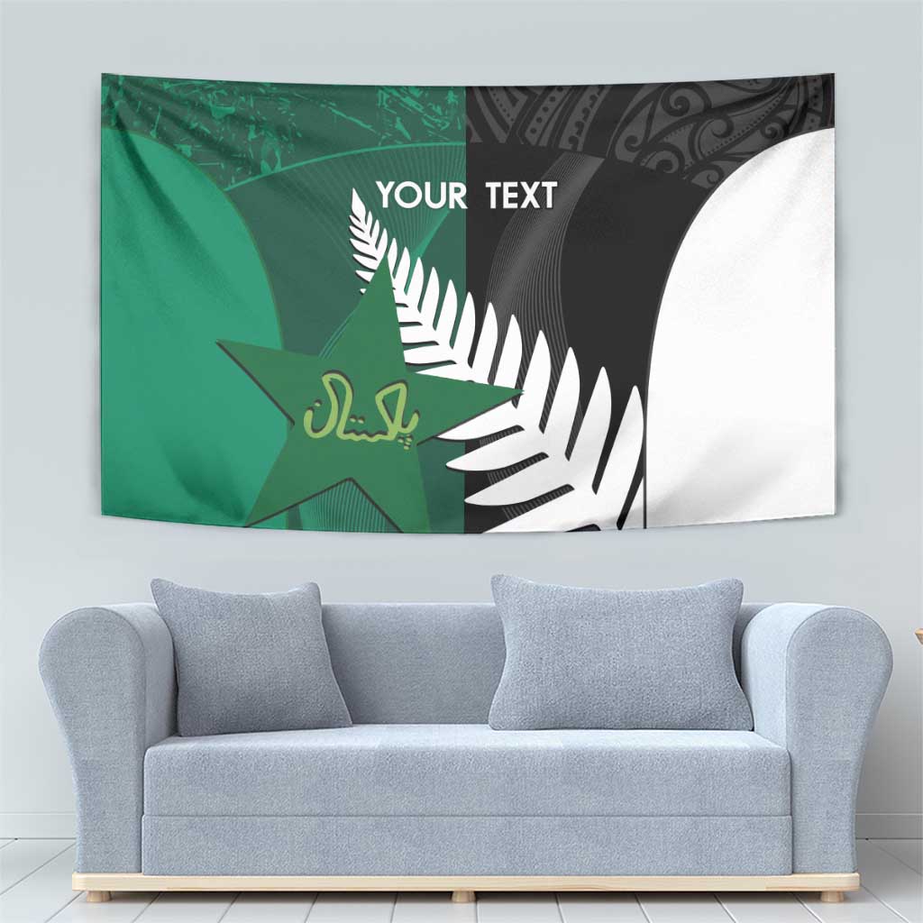Custom New Zealand And Pakistan Cricket Tapestry 2025 Black Cap Shaheens Together - Wonder Print Shop